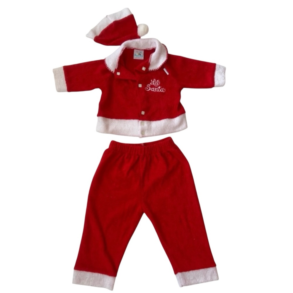 Baby Santa 3 Piece Suit Shirt Pants and Hat 0-3M Unisex
